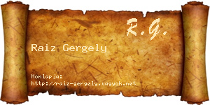 Raiz Gergely névjegykártya